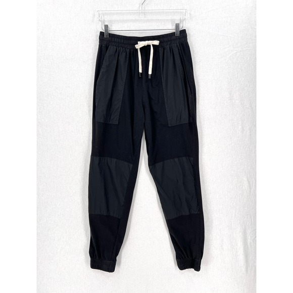 BASSIKE Pants Womens Small Black Utility Cotton Jersey & Twill Jogger Sweatpants - Picture 1 of 14